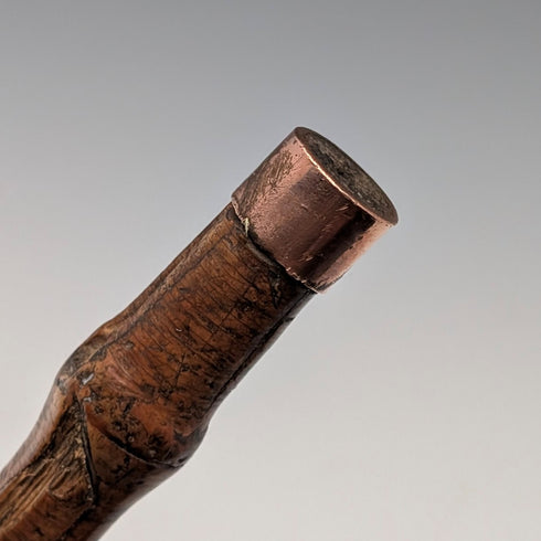 1901年 英国アンティーク バンブーシャフト L字アントラーハンドル 純銀装飾 ステッキ 杖 81cm